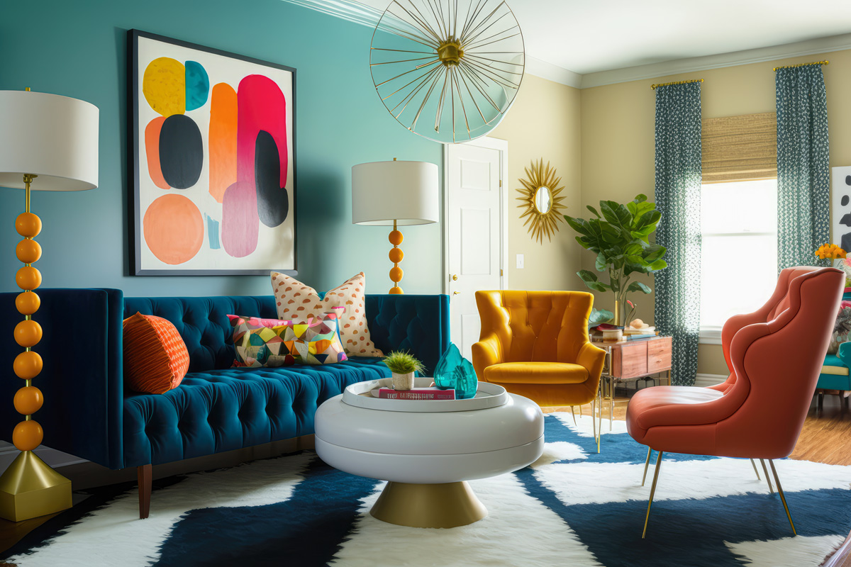 Furniture with geometric prints