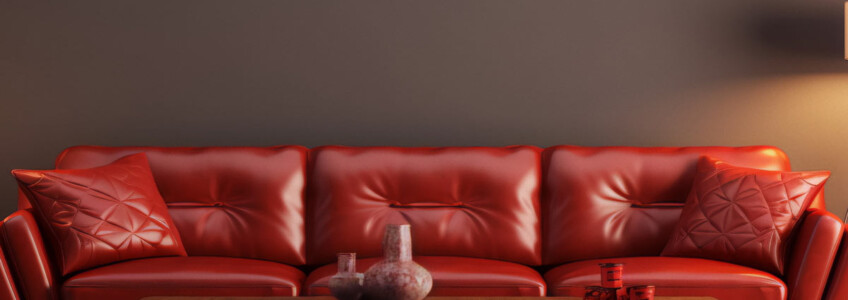 red leather sofa