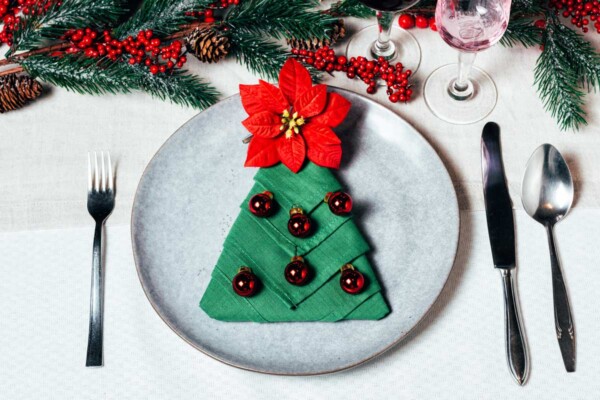 Fold napkins at Christmas
