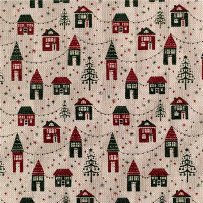 Cotone Effetto Lino Country Xmas